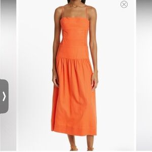 Farm Rio Side Smocked Linen Blend Midi Sundress Size Large NEW